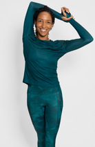 Coeur Sports Merino Wool Run Top Jade Women's Merino Wool Long Sleeve Run Top