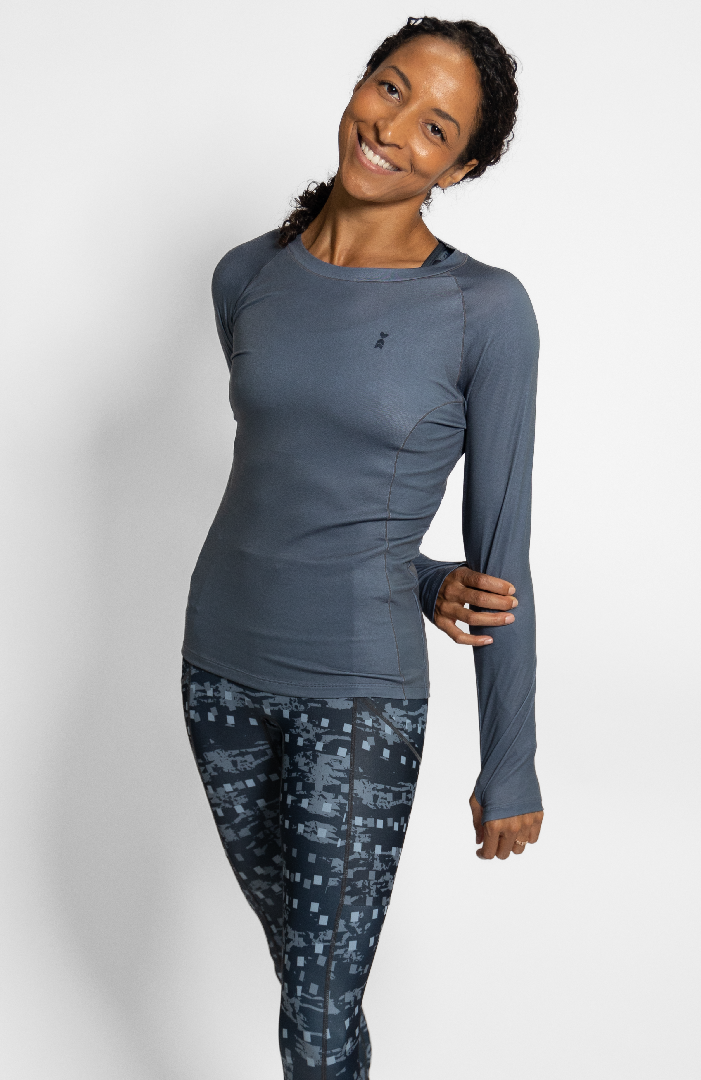 Coeur Sports Merino Wool Run Top Onyx Women's Merino Wool Long Sleeve Run Top