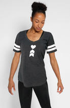 Coeur Sports Tank Striped Logo V-Neck Tee